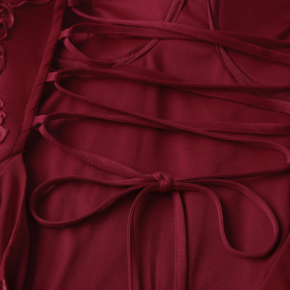 فستان حورية البحر بدون ظهر من Oligai للنساء مناسبة رسمية أنيقة بأربطة فستان شبكي مطرز للحفلات المسائية