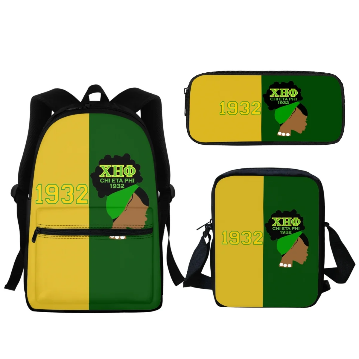 

3Pcs Chi Eta Phi Sorority Boy Girl Backpack School Bag Children Student Gift BookBag Fashion Lunch Small Satchel Bag Pencil Case