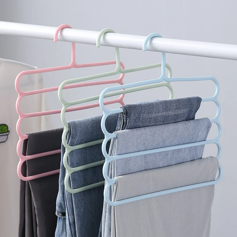 Colorful Anti-Slip Multi-Layer Trouser Rack Multi-Functional Wardrobe 5-Layer Hanging Trousers Hanger Tie Hanger