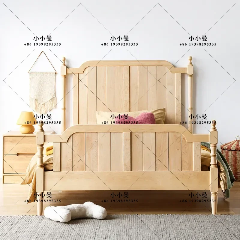 North American Hard Maple Solid Wood Bedroom Cherry Oak Log Single Bed