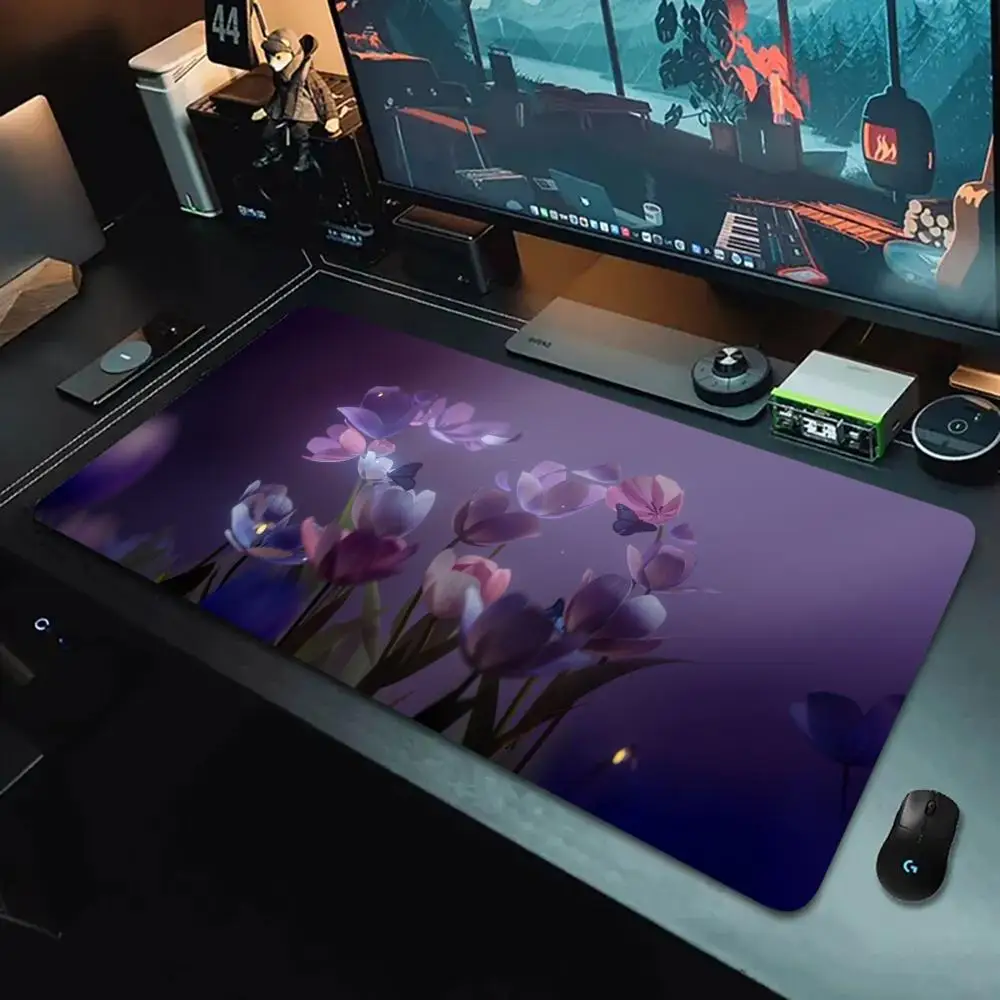 

Purple flower mousepad high-quality PC mechanical keyboard anti-slip and durable made of rubber washable