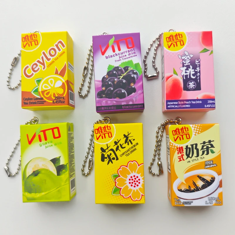 Creative Beverage Series Keychain Simulation Lemon Tea Chrysanthemum Tea Pendant Funny Backpack Decoration Accessories Gifts