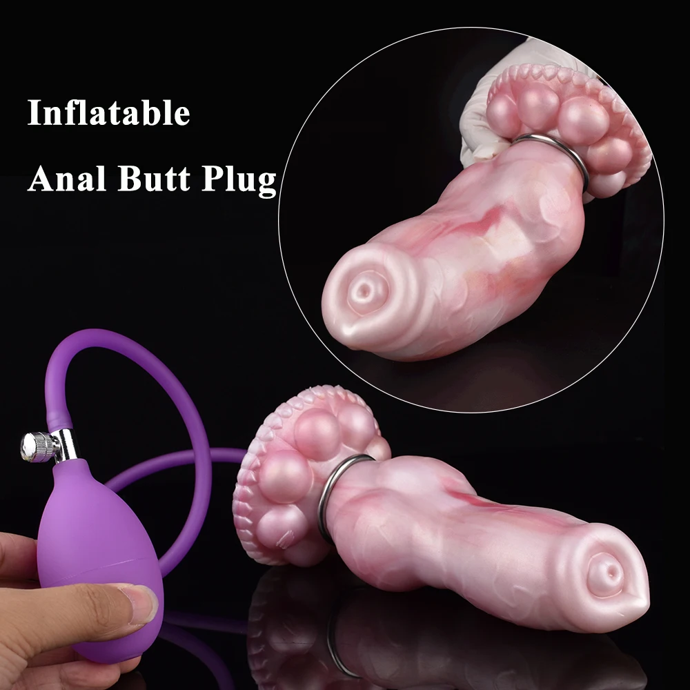 

Inflatable Anal Butt Plug with Big Knot Fantasy Dildo Woman Anus Vagina Dilator Expander Prostate Massager for Erotic Sex Games