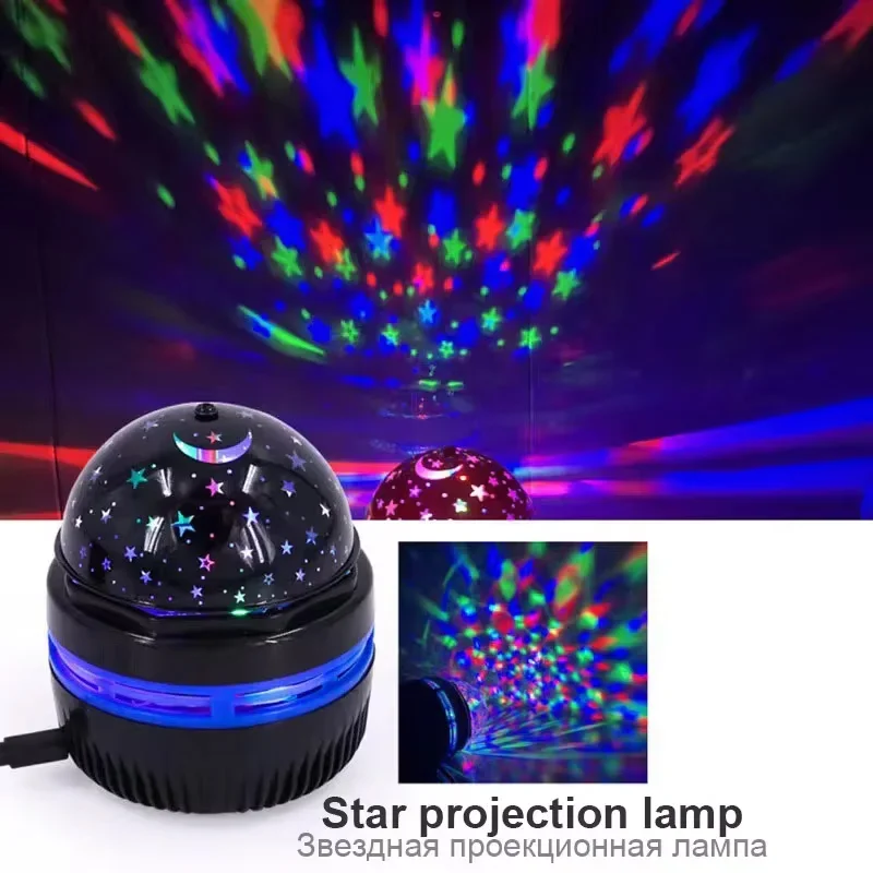 Colorful LED Starry Sky Projector Light Rotating Magic Ball Moon Star Night Light Bedroom Atmosphere Lamp For Home Decoration