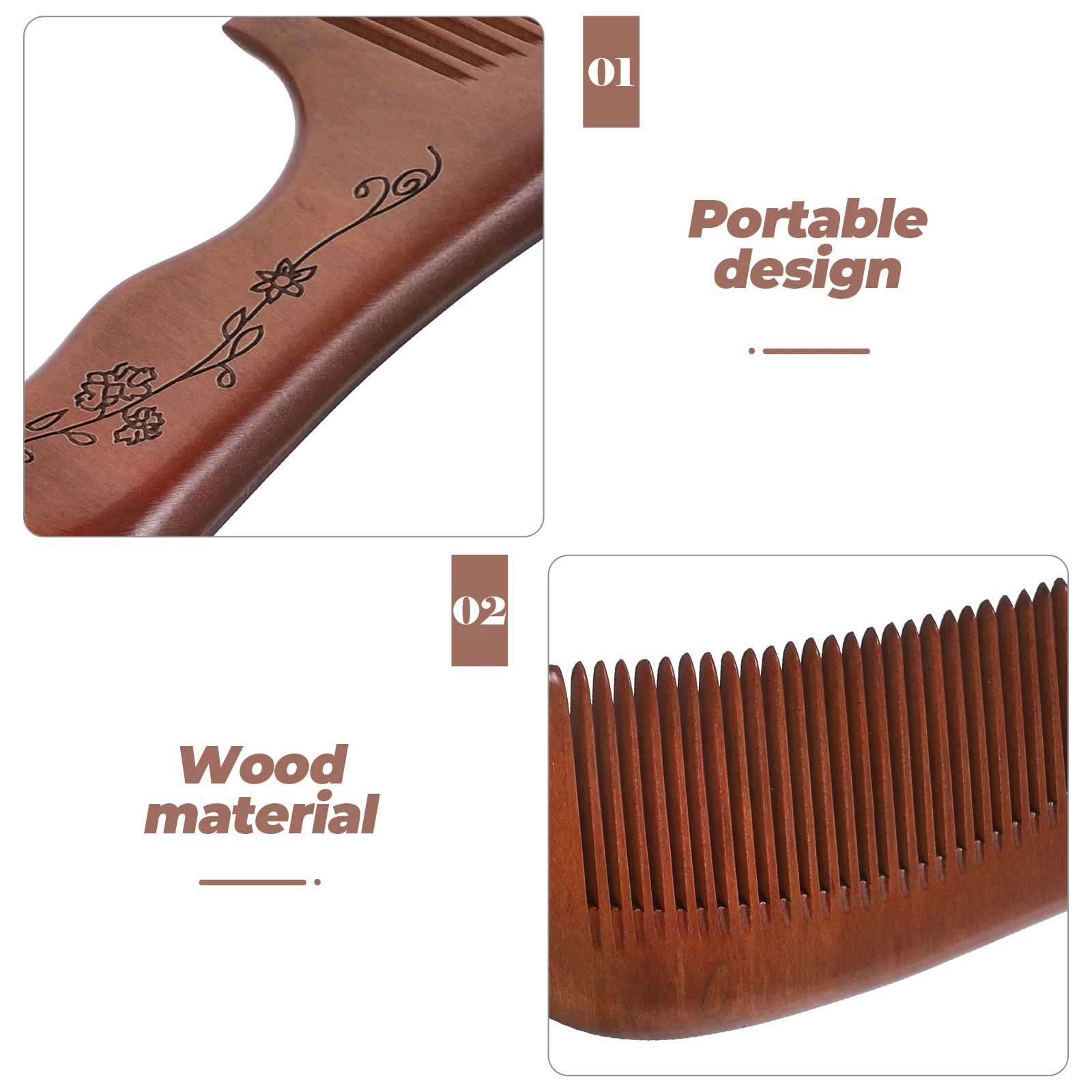 

Natural Sandalwood Hair Comb Thickened Carved Teeth Massage Blood Circulation Headache Relief Antistatic Wooden