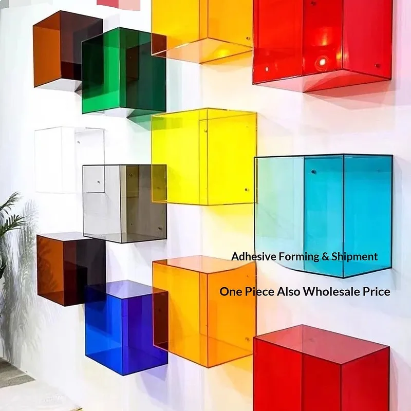 Clear Acrylic Floating Wall Shelf No Drilling Display Rack for Books & Models floating shelves for wall