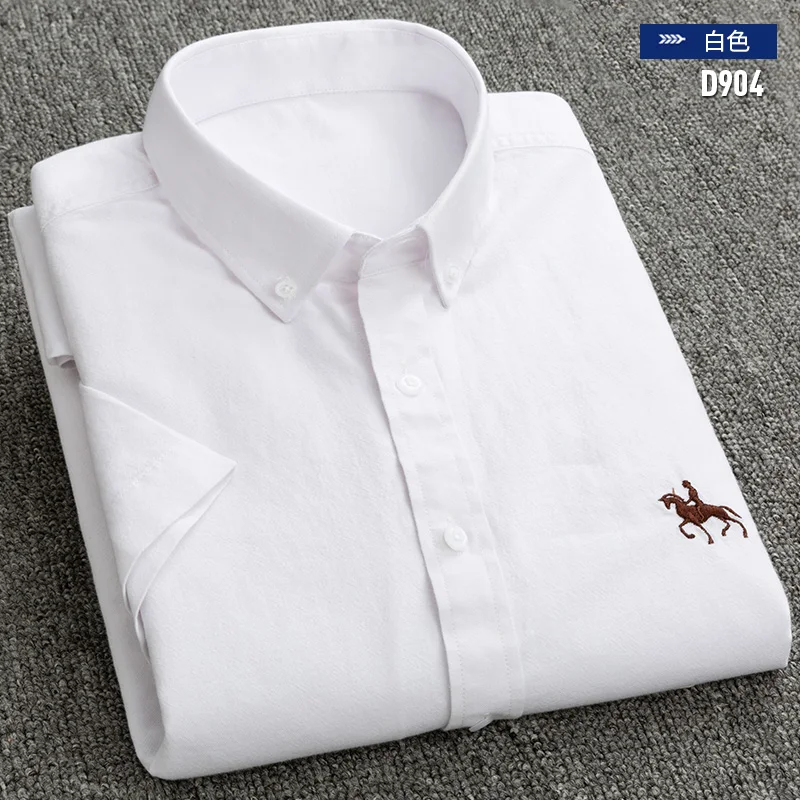 Camisa Oxford de manga corta para hombre, ropa informal a la moda, transpirable, suave, de negocios, 100% algodón