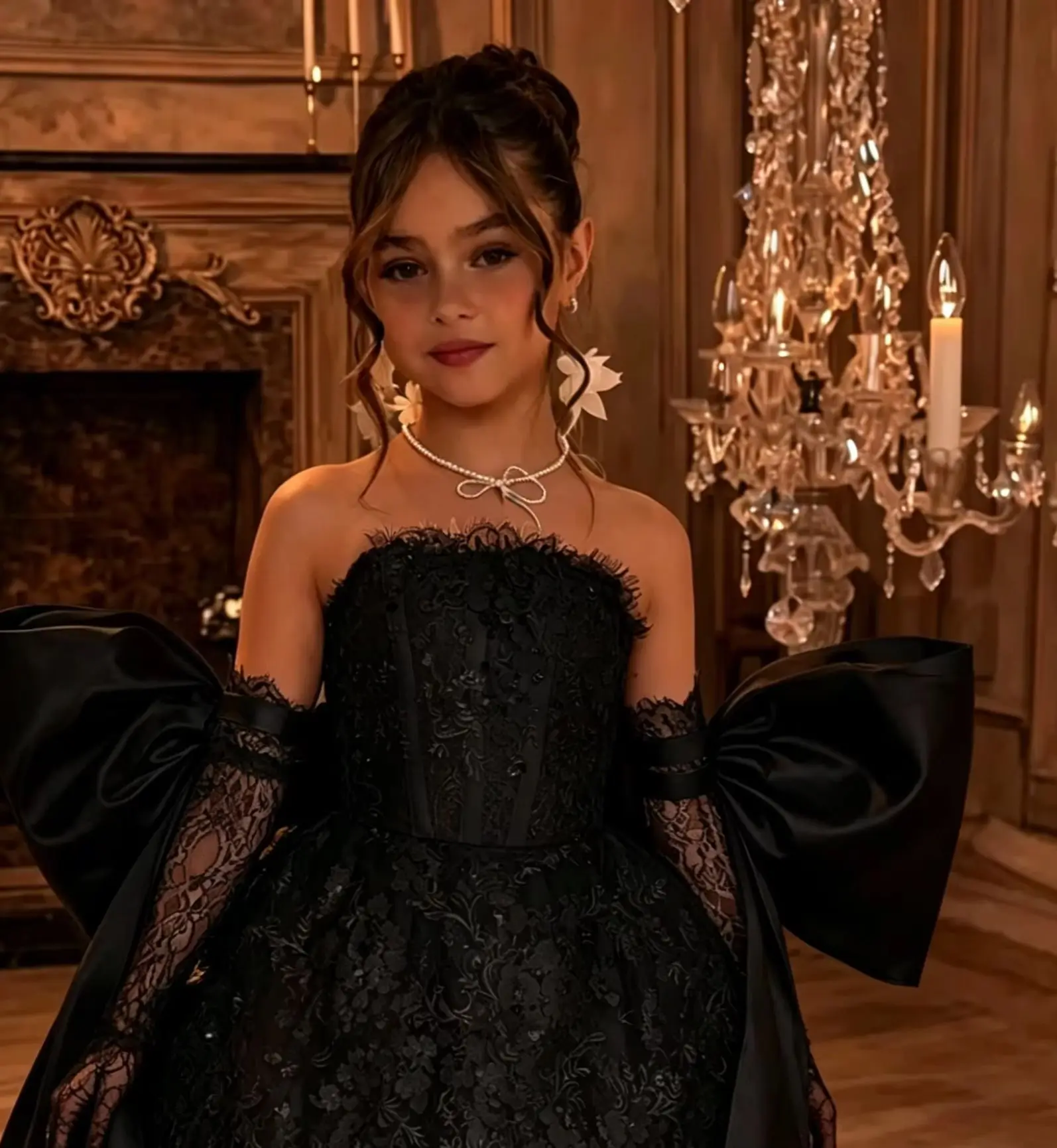 Elegant Customized Off Shoulder Black Knee Lenght Flower Girl Dress for Wedding Kids Birthday Party Evening Ball Gowns