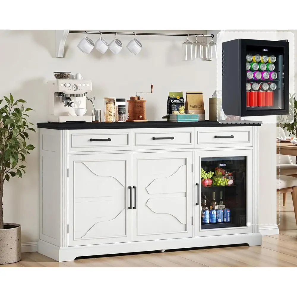 

60-барный шкаф для холодильника для кофе и напитков, хранилище для вина, мини-холодильник, сервант для столовой и гостиной, белый