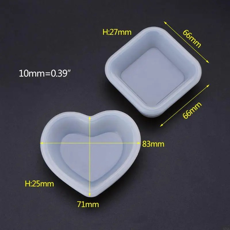 97QE Heart Square Mold DIY Crafts Jewelry Making Disc Plate Epoxy Resin Silicone Mold