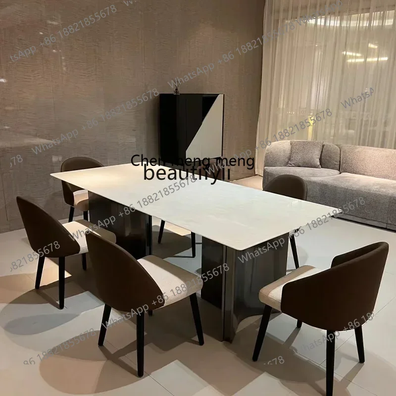 M178 Kari ice jade pure natural marble dining table imported high-end rectangular luxury stone dining table