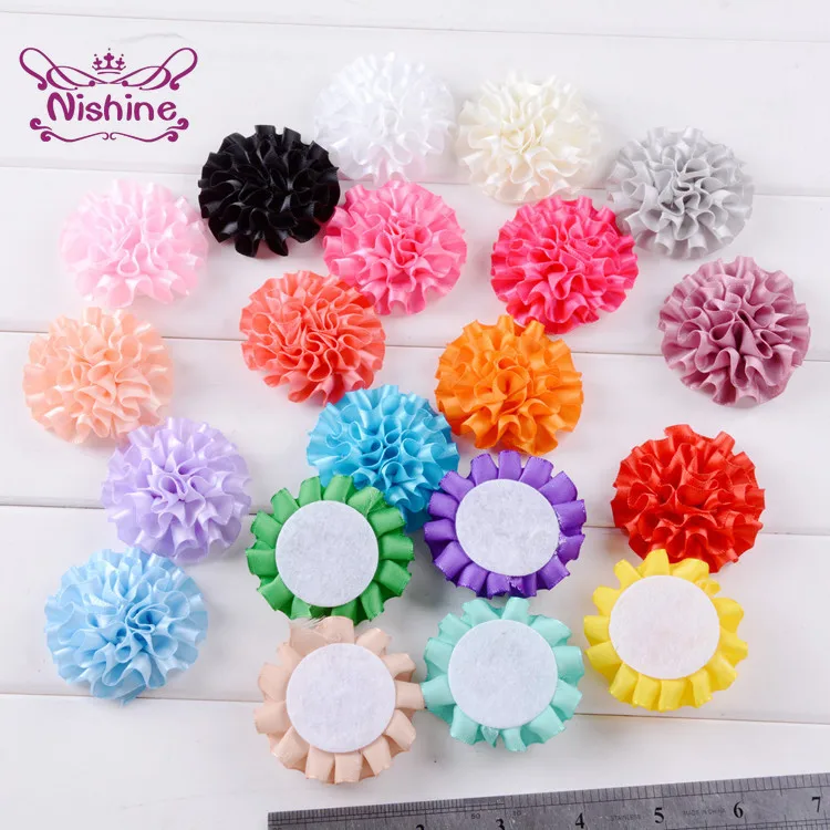 50pcs/lot Polyester Ribbon Flower Hair Accessories DIY Boutique Rose Flowers for Headband Hairclips Party Decoration