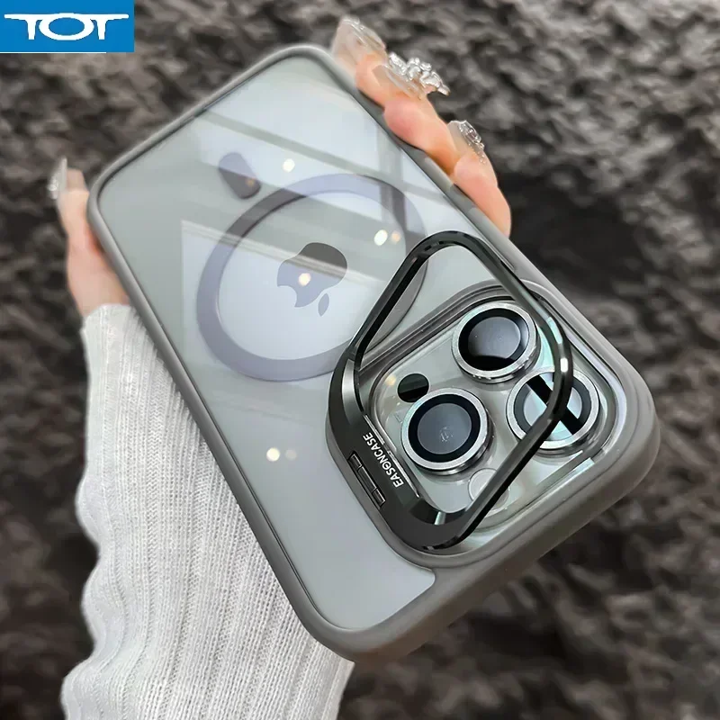 Metall-Kameraschutzring, Linsenständer, magnetisch, durchsichtig, für Apple iPhone 16, 15, 14, 13, 12, 11 Pro Max Plus, Abdeckung mit MagSafe