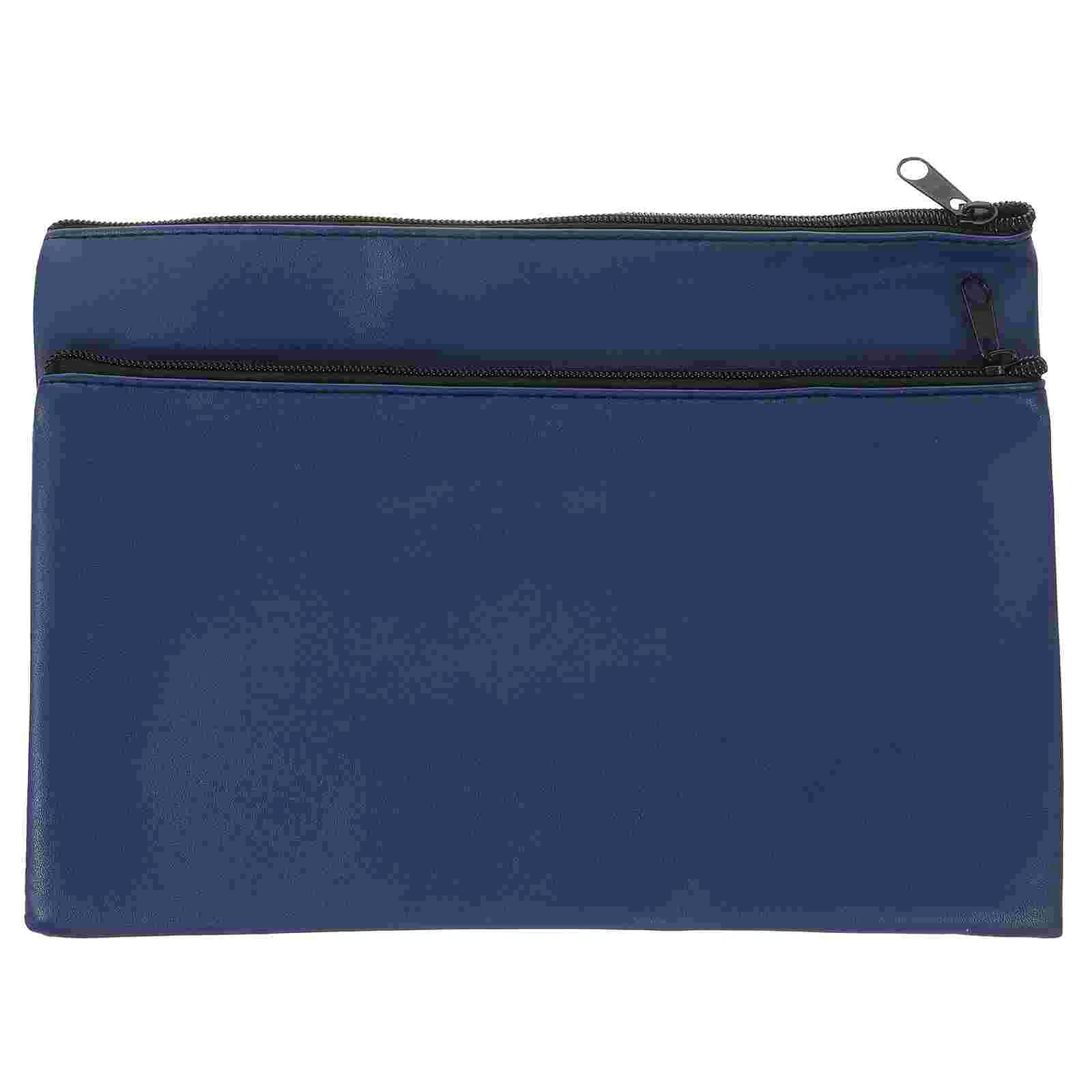 

2 Pcs Money Pouch Pu Bill Bag Cash Deposit Storage 2pcs Packed Navy Blue Envelopes Girl