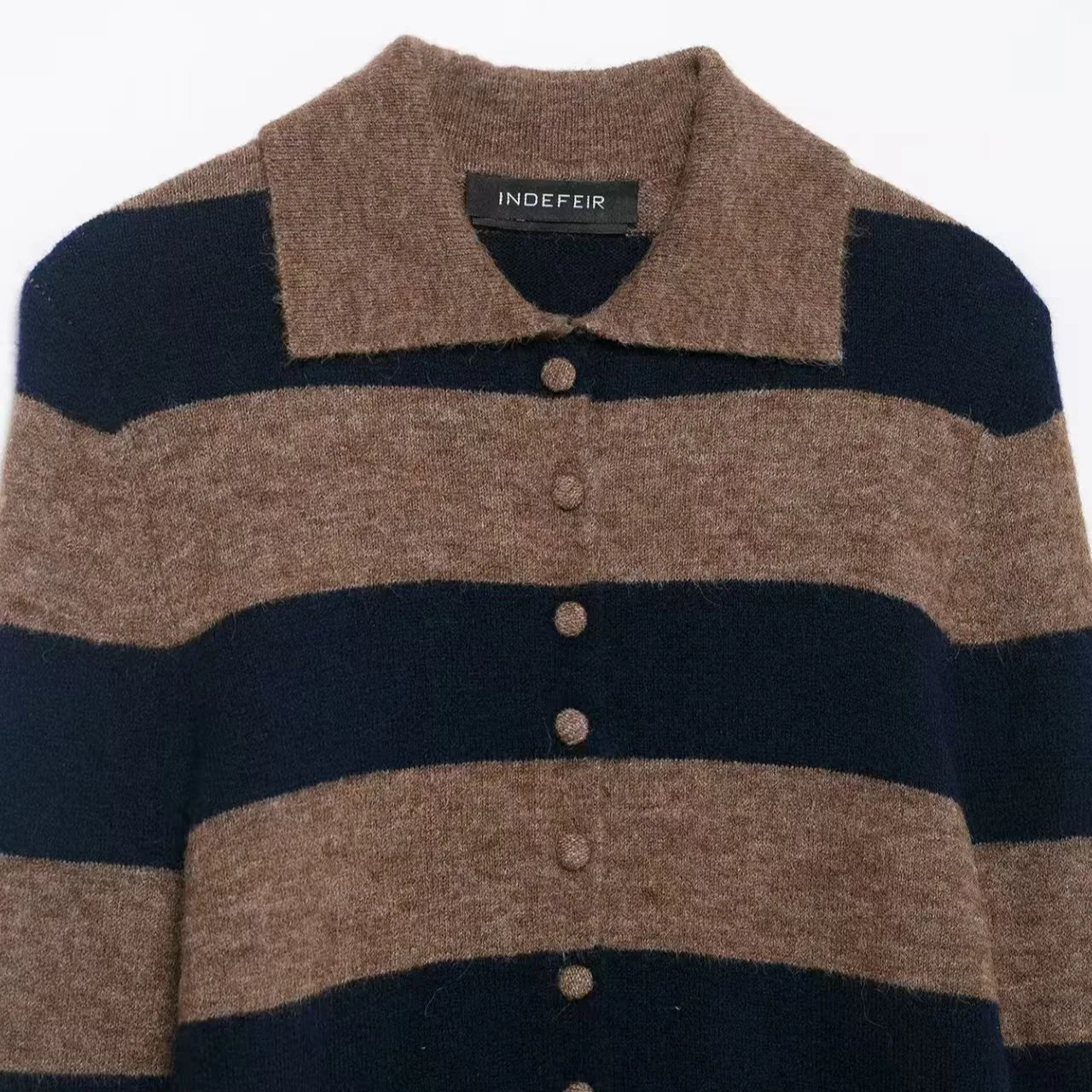 المرأة عارضة محبوك سترة الخريف الشتاء الرجعية الأزياء اللون كتلة سترة مخططة سترة مطبوعة عارضة ضئيلة أعلى