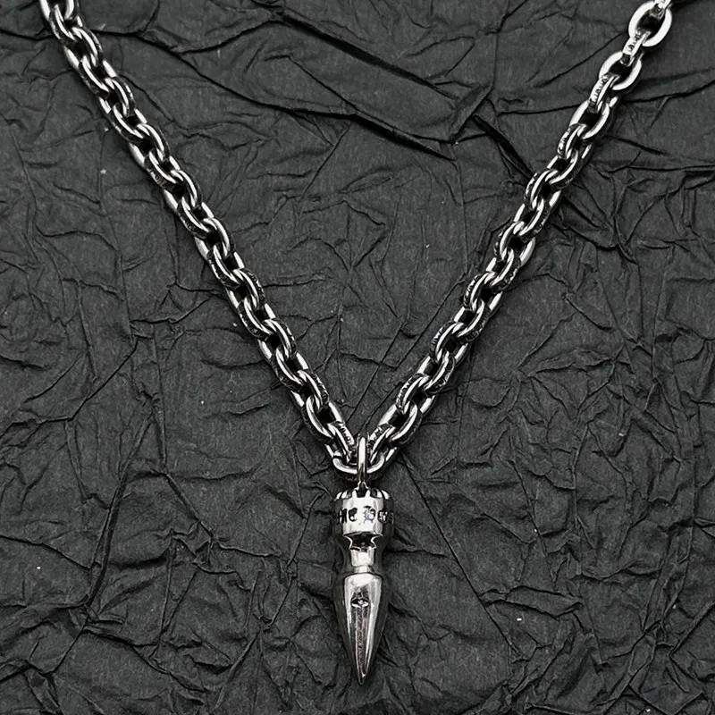 Collar de Plata S925 con Colgante de Bala, Novedad 2026, Accesorios de Alta Gama para Hombre y Mujer