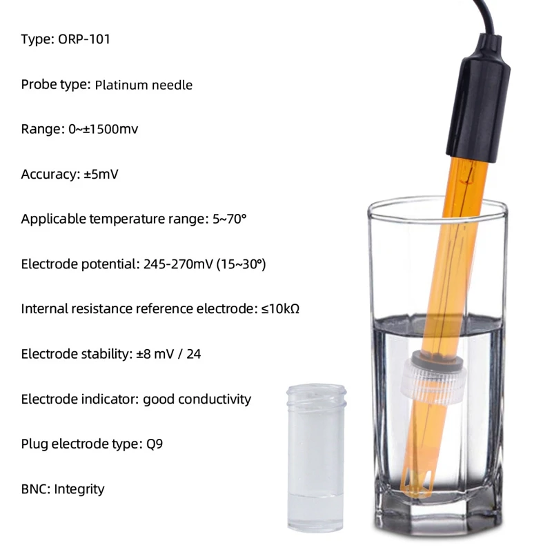 Sonda de eletrodo ORP para aquário e laboratório, Teste para laboratório hidropônico, Medindo a manta Redox, BNC Q9, conector durável