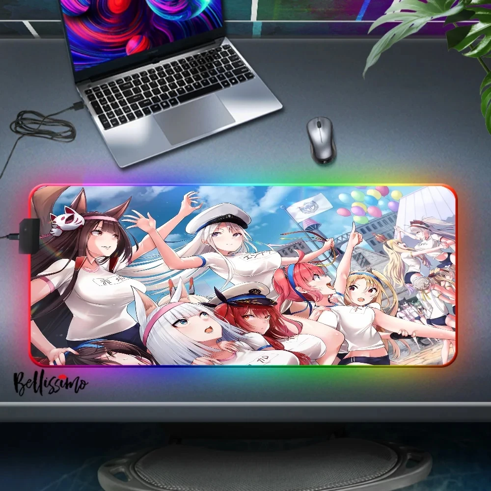 

HD Gaming Laptop Backlight Anime Mats Rubber Table Mat Azur Lane Xxl Gaming Mouse Pad Computer Carpet Backlit Rgb Pc Accessories