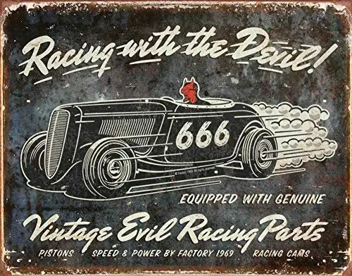 Deuces Wild Speed Shop Hot Rod Distressed Vintage Tin Sign Tin Sign, X30. 48cm Poster Making