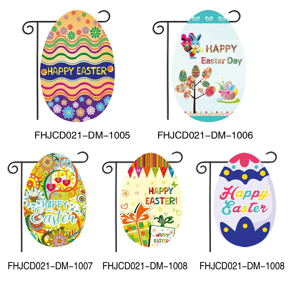 Easter Theme Egg Flag Scene Layout Decoration, Oval, Creative, Western, Holiday, Party, New