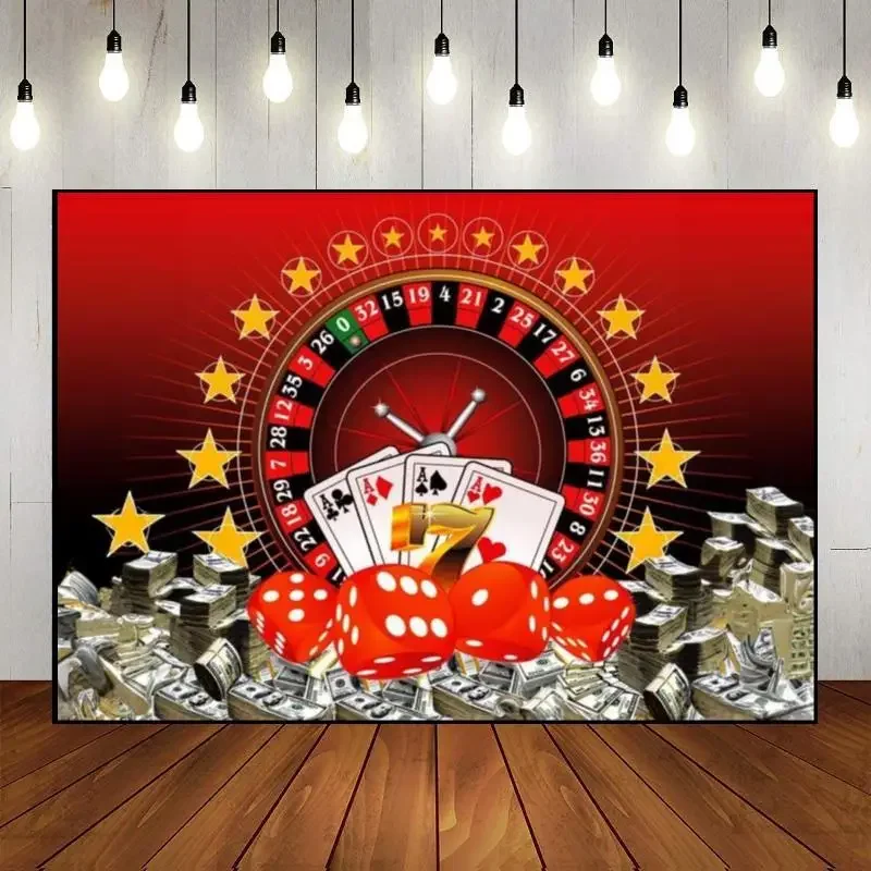 

Casino Birthday Decoration Las Vegas Background Photography Backdrops Poker Custom Backdrop Roulette Photo Decorative Props Card