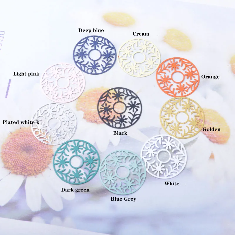 30 Stück AB8784 28*28mm Messing Bemalte Runde Anhänger DIY Schmuck Ohrring Zubehör – Detail 3