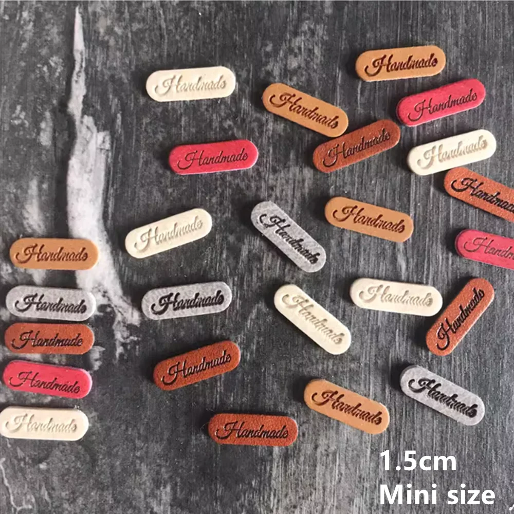 10Pcs 1.5cm Mini Handmade BJD Doll Garment Labels Tags Clothes PU Leather Hat Bags Shoes DIY Sewing Supplies