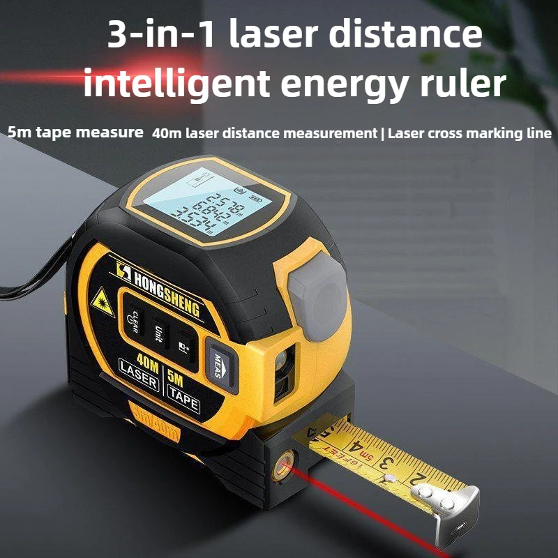 

3 in 1 High Precision Laser Tape Measure 5M Infrared Rangefinder Electronic Tape Laser Measuring Ruler Building Measurement