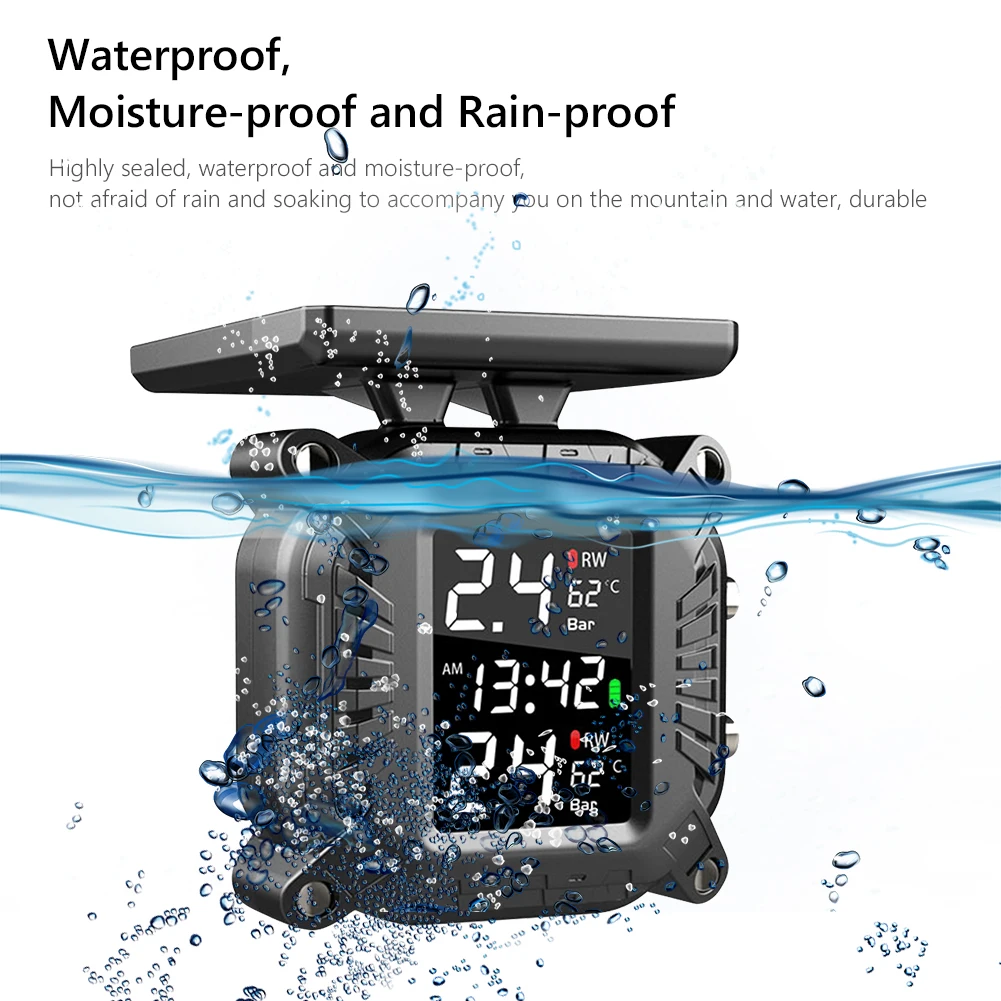 Solar Lade TPMS Motorrad Reifendruck Sensoren Motorrad Reifendruck Überwachung System Reifen Temperatur Alarm System – Detail 5