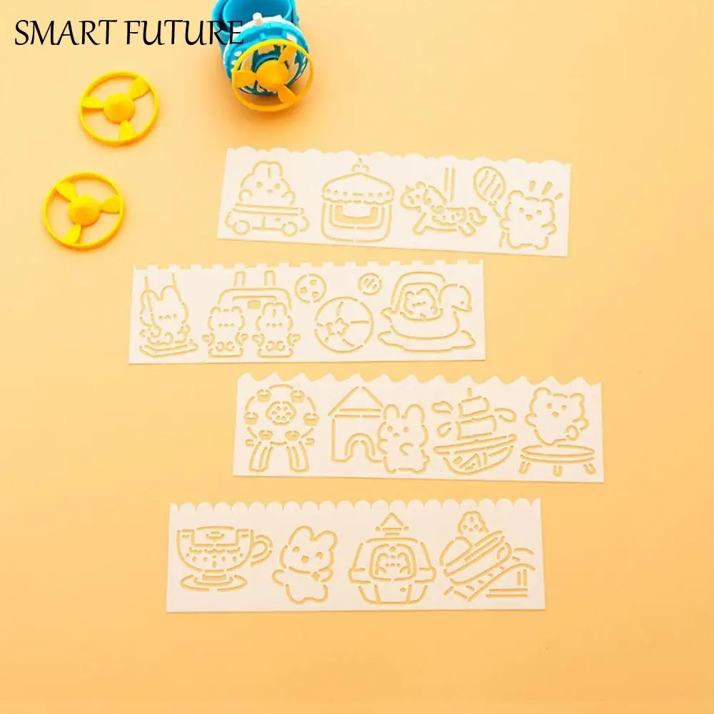 

4pcs/set Copying Stencils Hollowed Drawing Templates DIY Craft Template Ruler Spray Painting Template Decorative Embossing