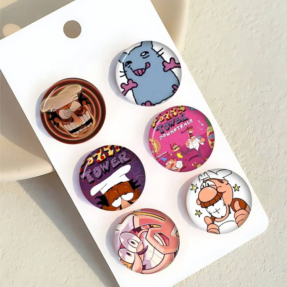 Game Pizza Tower Cartoon  Creator Tinplate Pin Button Custom Anime Role Old-school Brooch Cartoon Collar Badge Jewelry Gift Fans
