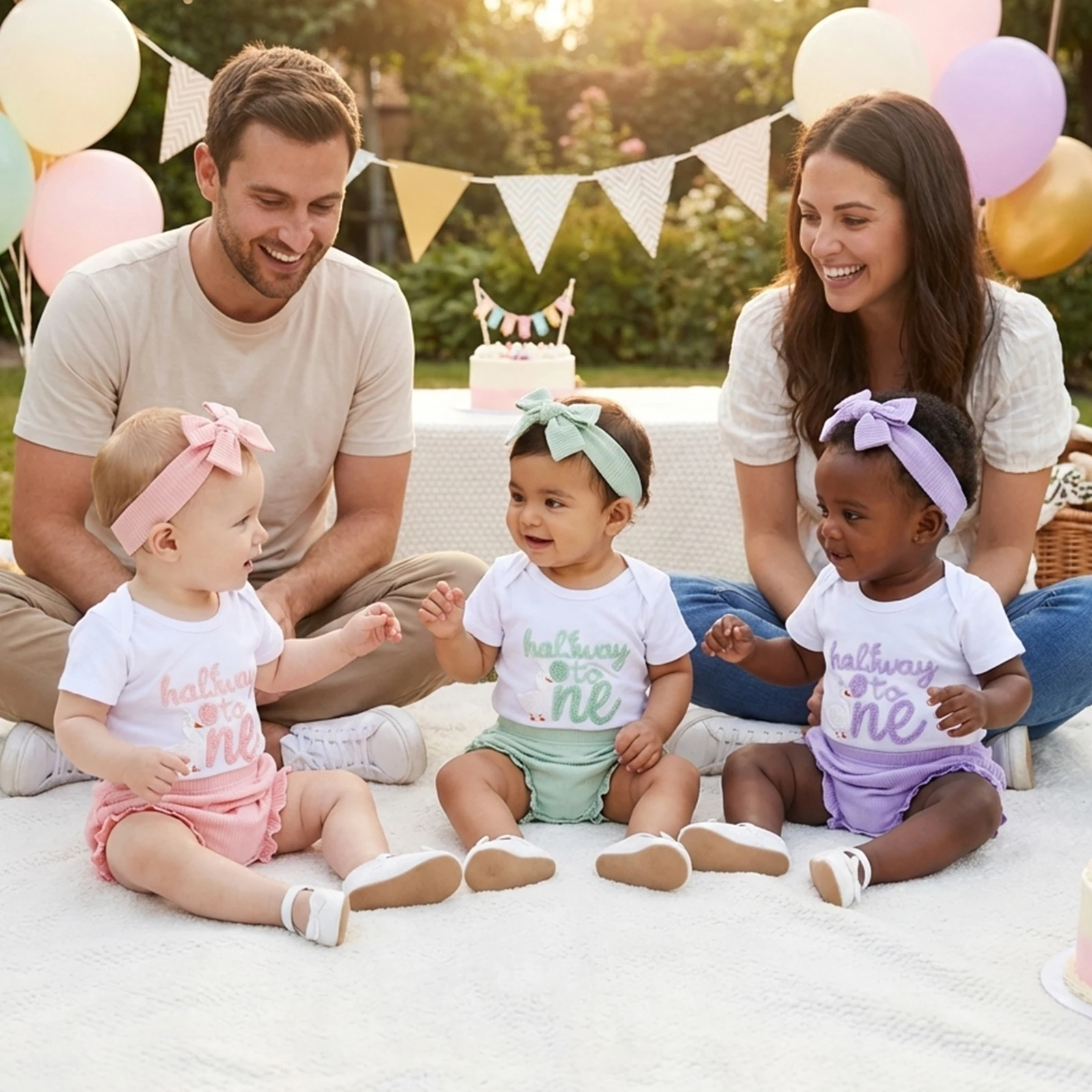 

Наряд на день рождения для маленьких девочек, комбинезон с короткими рукавами + шорты с рюшами + комплект с повязкой на голову, одежда для новорожденных