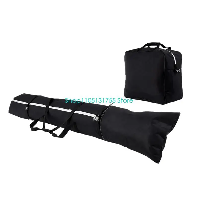 K0EF Ski Bag and Boot Bag Set for Ski Resort Travel, Fabric Shell Snow Gear Storage with Separate Ski and Footwear Carry, Secure