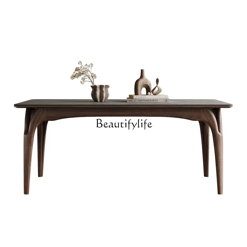 

ld 38 Matte slate solid wood dining table Modern simple walnut wabi sandy ash wood dining table