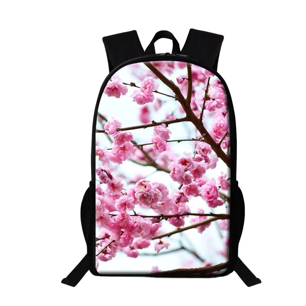 Cherry Blossoms Flower Backpack Girls Daily School Bags Women's Stylish Rucksack For Traveling Female Large Capacity Backpack