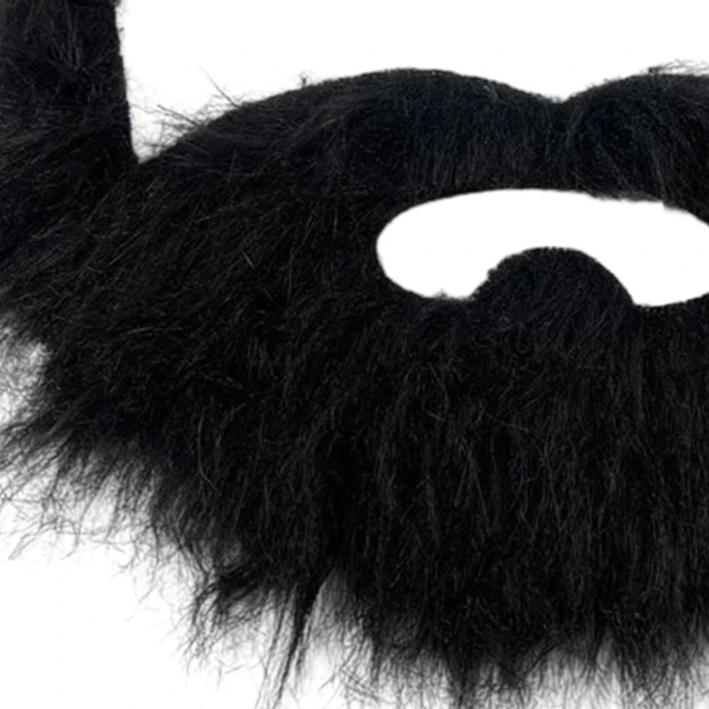 Barbas falsas negras, bigote falso divertido con correa elástica, bigote barba para Cosplay Halloween, suministros para