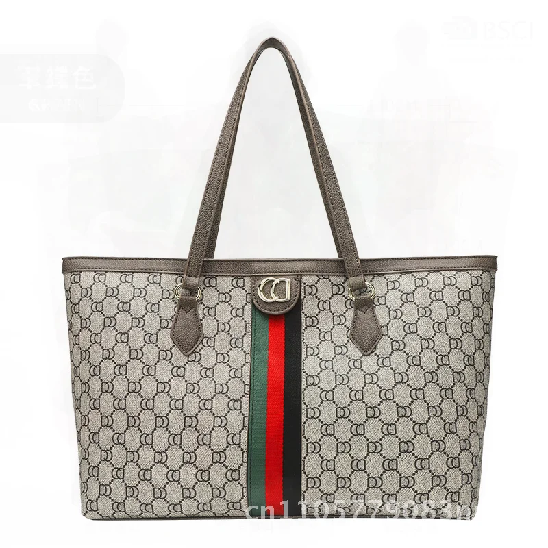 2024 Large Capacity Mummy Tote Bag for Women Vintage European American Style Brown PVC Shoulder Bag with Zipper Soft Texture