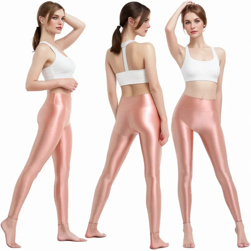 

MJINM женские масляные атласные глянцевые спандекс Wetlook с широкой талией непрозрачные колготки спереди бесшовные джеггинсы леггинсы до щиколотки для фитнеса и йоги