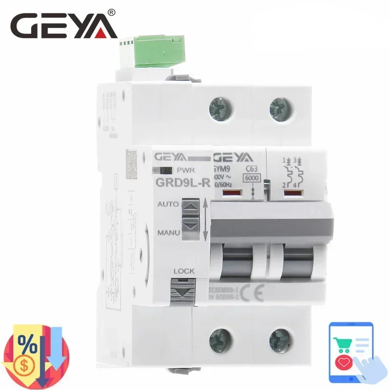 GEYA Din Rail Auto Circuit Breaker Recloser Mini Breaker GRD9L-R GYM9 2P MCB 6KA Smart MCB with CE Certificate