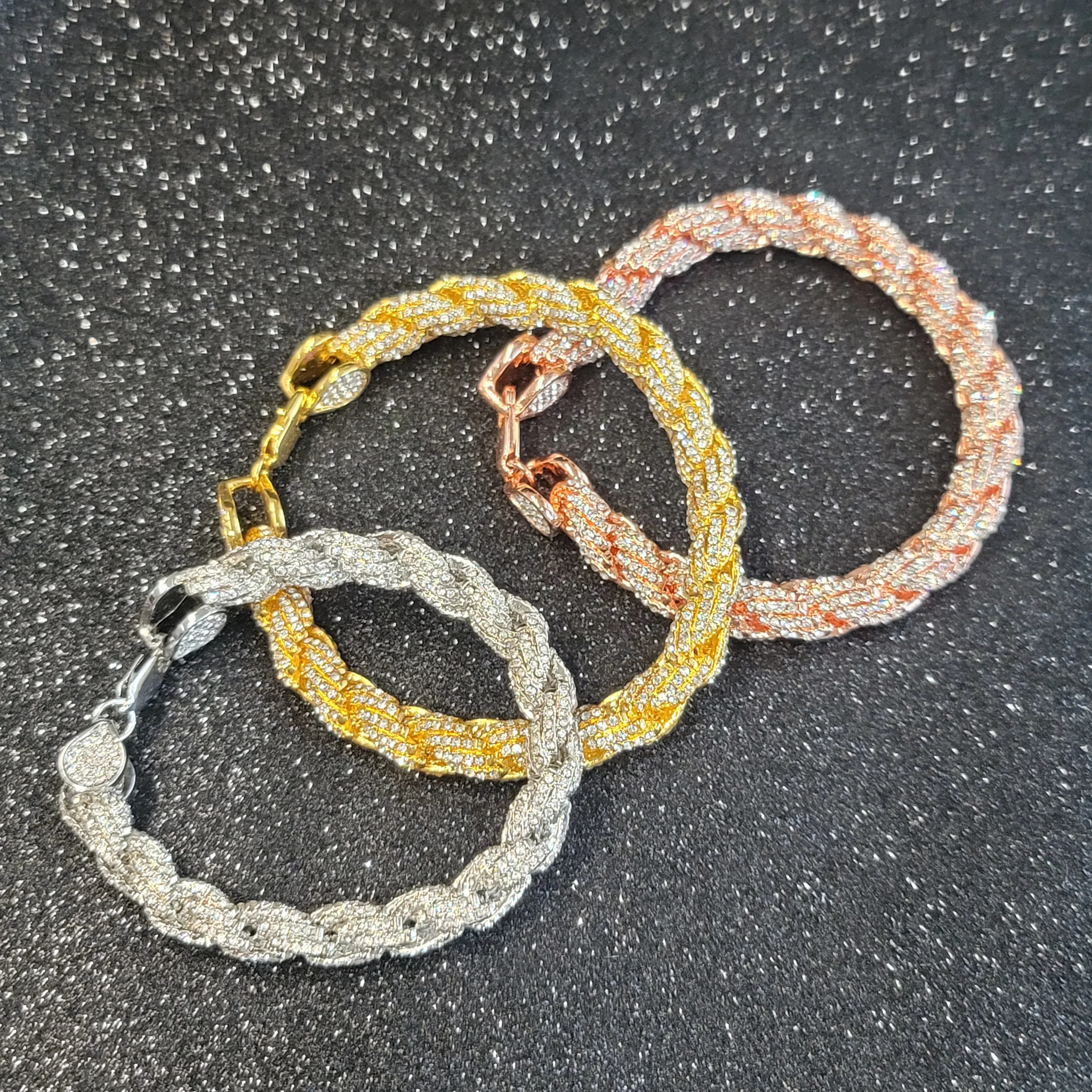 Luxury Full 5A Cubic Zircon Bracelet For Men Women Fashion Charm Iced Out Thick Rope Chain Hip Hop Necklace Jewelry Party Gifts