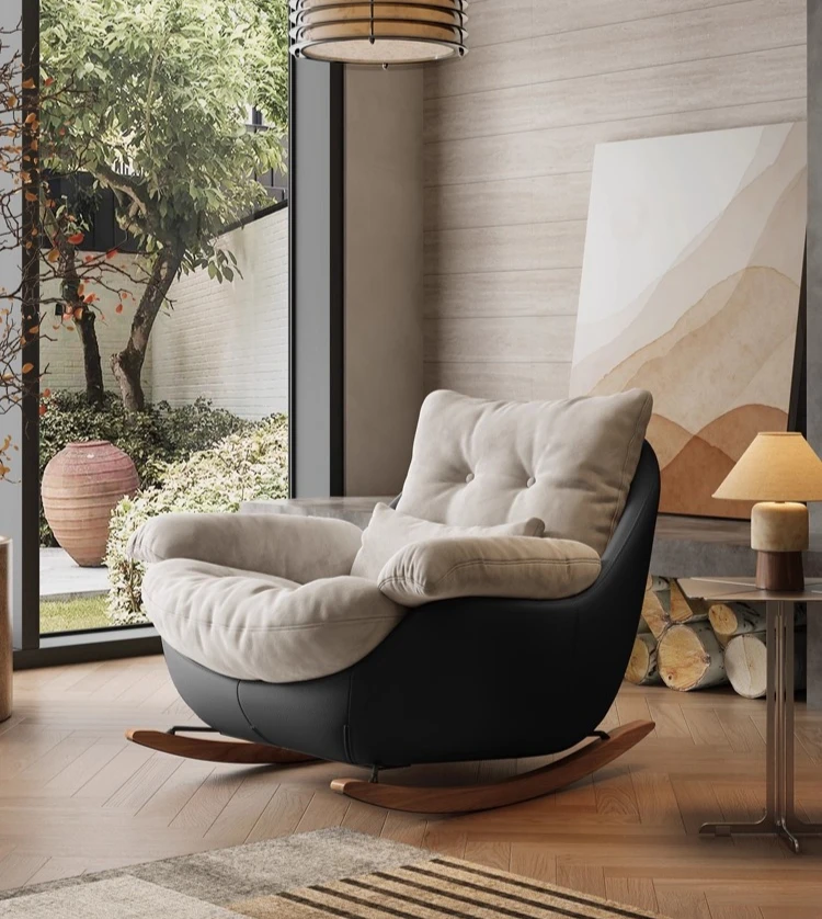 كرسي هزاز فردي إيطالي فاخر لغرفة المعيشة والشرفة كرسي ترفيهي منزلي كرسي كسول #3