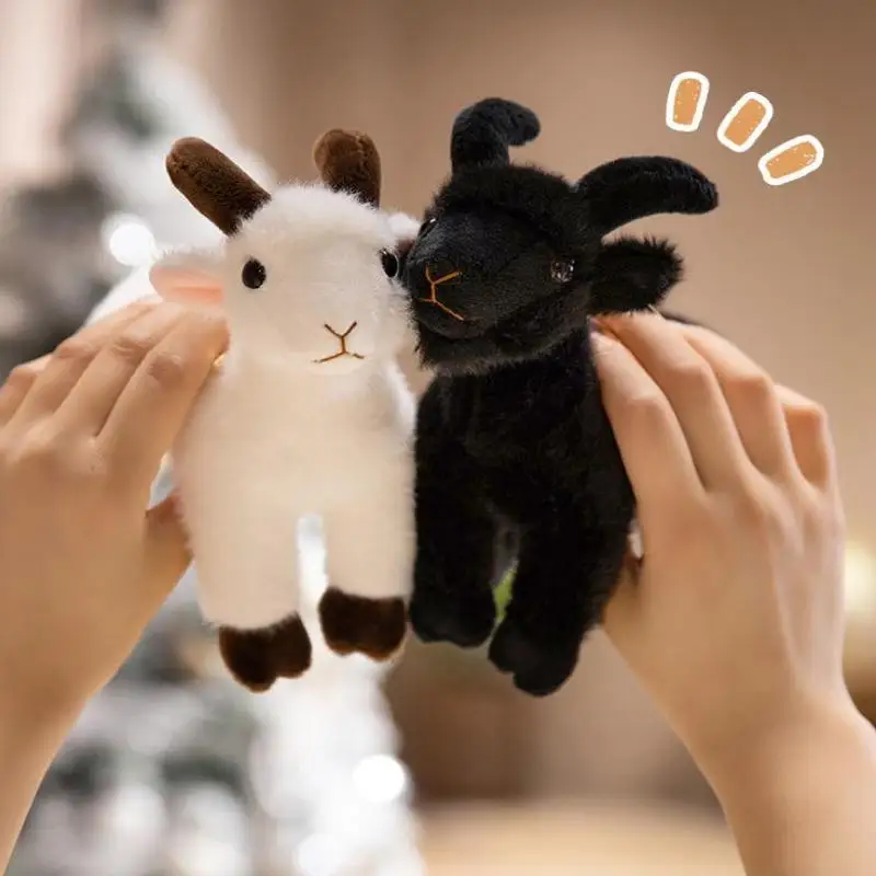 1 Stück Niedlicher Ziegen-Plüsch-Schlüsselanhänger Weiches Stofftier Stehende Ziege Spielzeug Lamm-Puppe Schlüsselring für Mädchen Taschenanhänger Geschenk