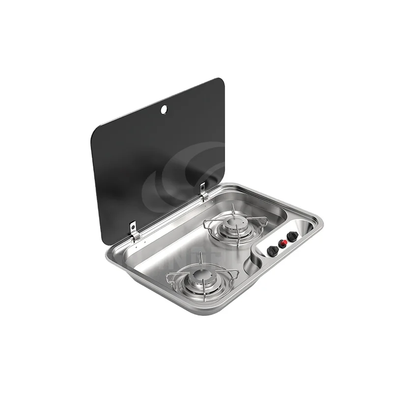 

High Quality GUANGRUN GR-910 Domestic Two-Burner Gas Hob Tempered Glass Lid 2x1.4kW Piezoelectric Ignition For Kitchen RV
