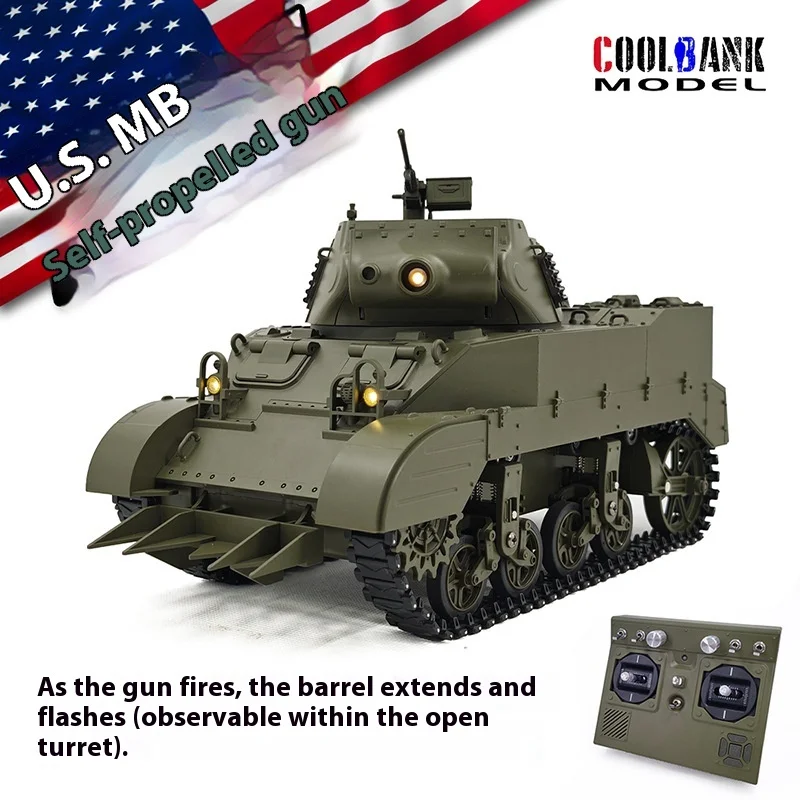 Tank Depot Soldat Kunden US M8 Selbstfahrende Pistole 1:16 Vollstab Rauch Fernbedienung Elektrischer Panzer Militärmodell Spielzeug