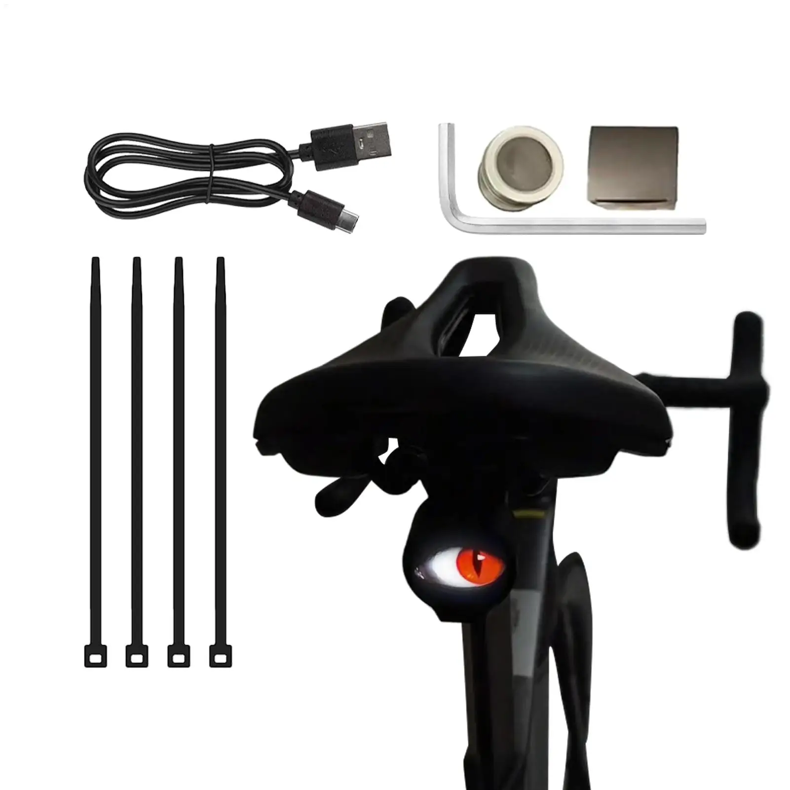 

Задний фонарь для велосипеда Demon Eyes, предупредительная лампа для езды на велосипеде, инструмент для освещения безопасности горного велосипеда для ночной езды, поездок на работу, приключения на свежем воздухе