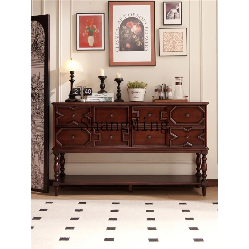 

ZYY retro solid wood chest cabinet antique bedroom eight bucket cabinet living room decorative locker