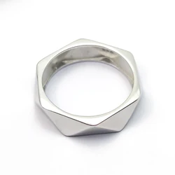 HESHI 925 Sterling Silver Smooth White Simple Triangle Line Rings for Men Women Couple