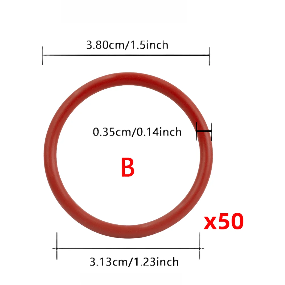Silicone Coffee Seal Ring 50pcs Red for Espresso Machine Replacement Sealing Gasket Compatible with Various Models
