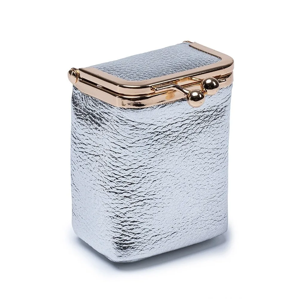 

Elegant Portable Kiss Lock Coin Purse with Mirror Pouch Leather Jewelry Bag Wallet Simple Small Item Bag Jewelry Storage