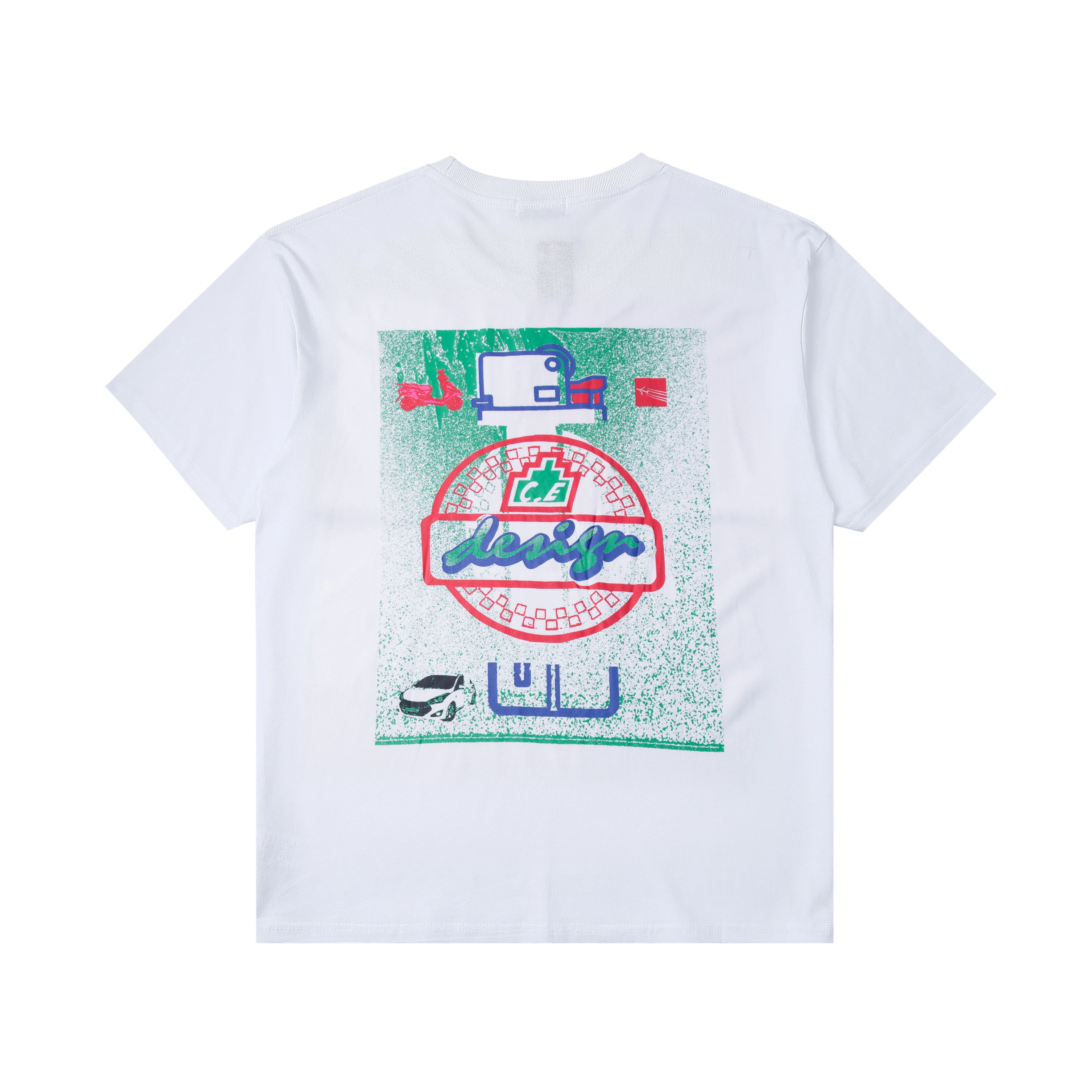 Retro Summer LIFE Japanese CAVEMPT Trendy Brand CE Short-sleeved Cross-shaped Sunflower-printed Men and Women Couple T-shirt